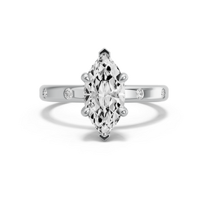 Image for Marquise Classic Basket Ring with Sleek Accent band in 950 Platinum