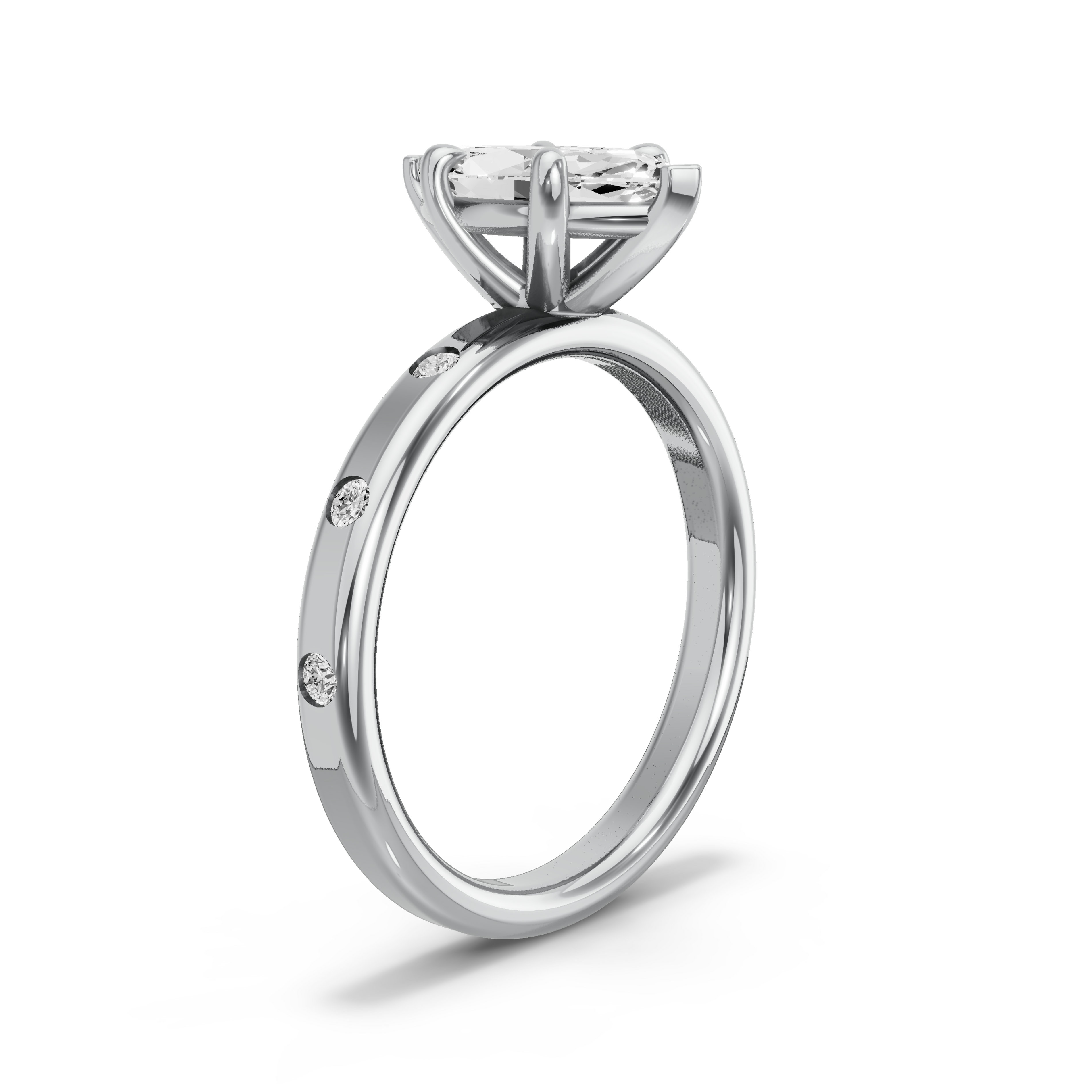 Image for Marquise Classic Basket Ring with Sleek Accent band in 950 Platinum