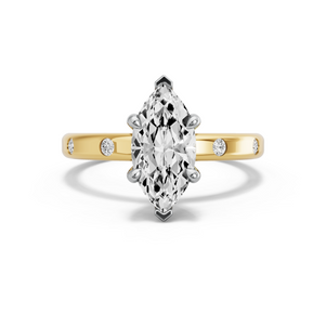 Image for Marquise Classic Basket Ring with Sleek Accent band in 18K Two Tone Yellow Gold