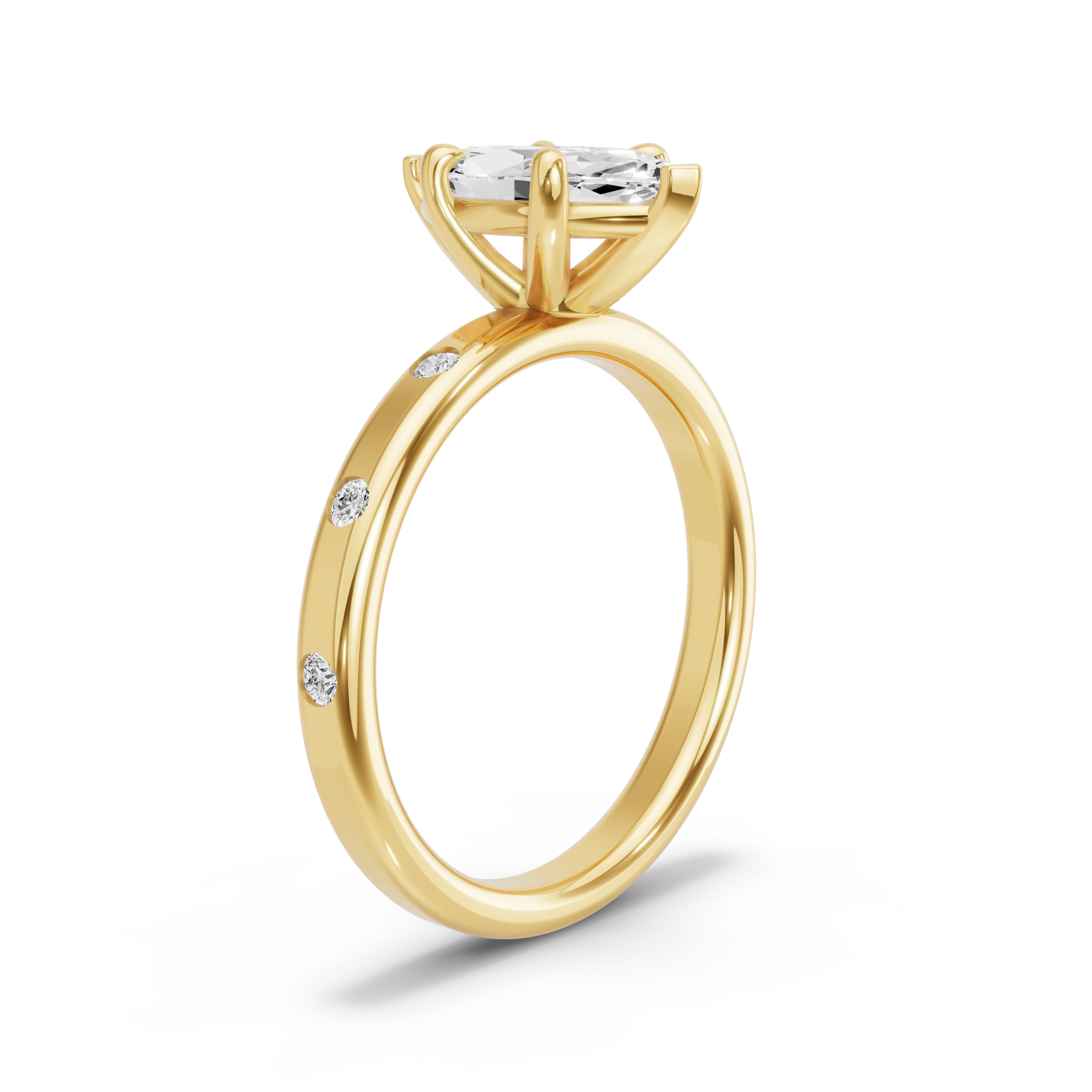 Image for Marquise Classic Basket Ring with Sleek Accent band in 18K Yellow Gold