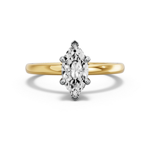 Image for Marquise Classic Basket Ring with Solitaire band in 14K Two Tone Yellow Gold