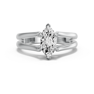 Image for Marquise Classic Basket Ring with Split Ring Solitaire band in 18K White Gold