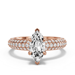 Image for Marquise Classic Basket Ring with Triple Row Pave band