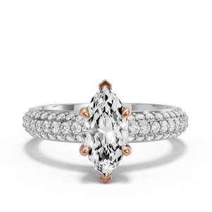 Image for Marquise Classic Basket Ring with Triple Row Pave band
