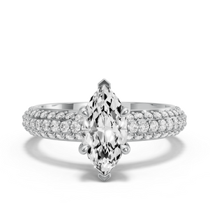 Image for Marquise Classic Basket Ring with Triple Row Pave band