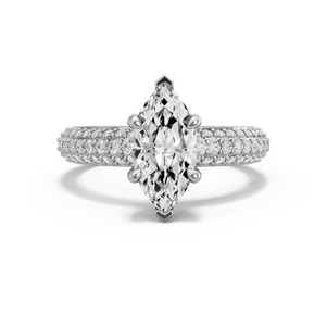 Image for Marquise Classic Basket Ring with Triple Row Pave band in 950 Platinum