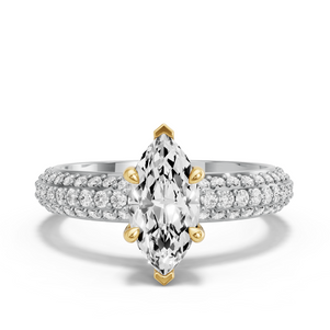 Image for Marquise Classic Basket Ring with Triple Row Pave band