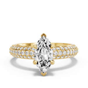 Image for Marquise Classic Basket Ring with Triple Row Pave band