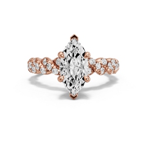 Image for Marquise Classic Basket Ring with Twist Pave band in 18K Rose Gold