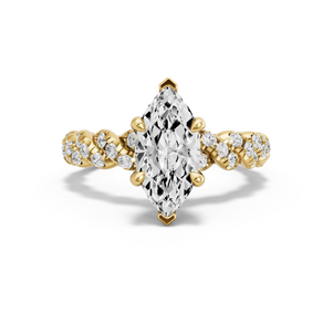 Image for Marquise Classic Basket Ring with Twist Pave band in 14K Yellow Gold