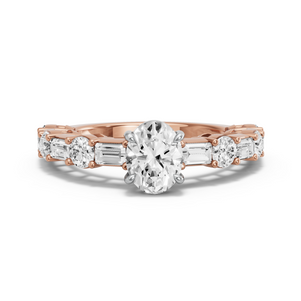 Image for Oval Classic Basket Ring with Alternating Baguette band