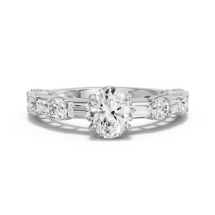 Image for Oval Classic Basket Ring with Alternating Baguette band
