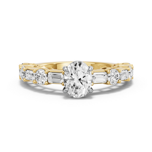 Image for Oval Classic Basket Ring with Alternating Baguette band