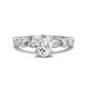 Image for Oval Classic Basket Ring with Alternating Marquise band