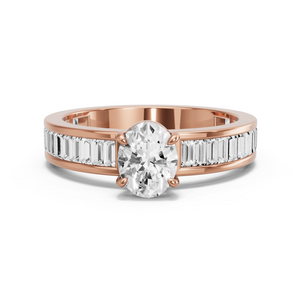Image for Oval Classic Basket Ring with Baguette Channel band