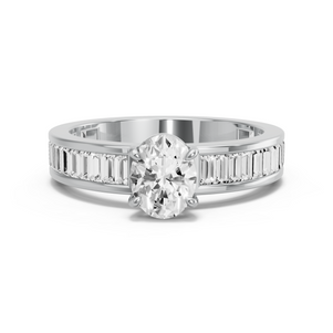 Image for Oval Classic Basket Ring with Baguette Channel band