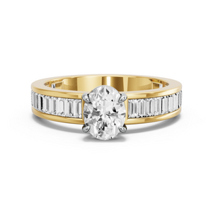 Image for Oval Classic Basket Ring with Baguette Channel band
