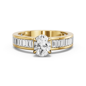 Image for Oval Classic Basket Ring with Baguette Channel band