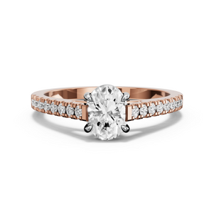 Image for Oval Classic Basket Ring with Cathedral Pave band