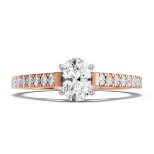 Image for Oval Classic Basket Ring with Cathedral Pave band