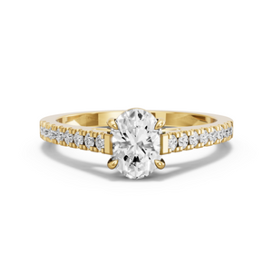 Image for Oval Classic Basket Ring with Cathedral Pave band