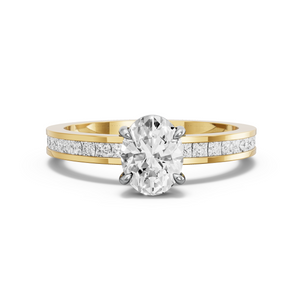 Image for Oval Classic Basket Ring with Channel band in 18K Two Tone Yellow Gold