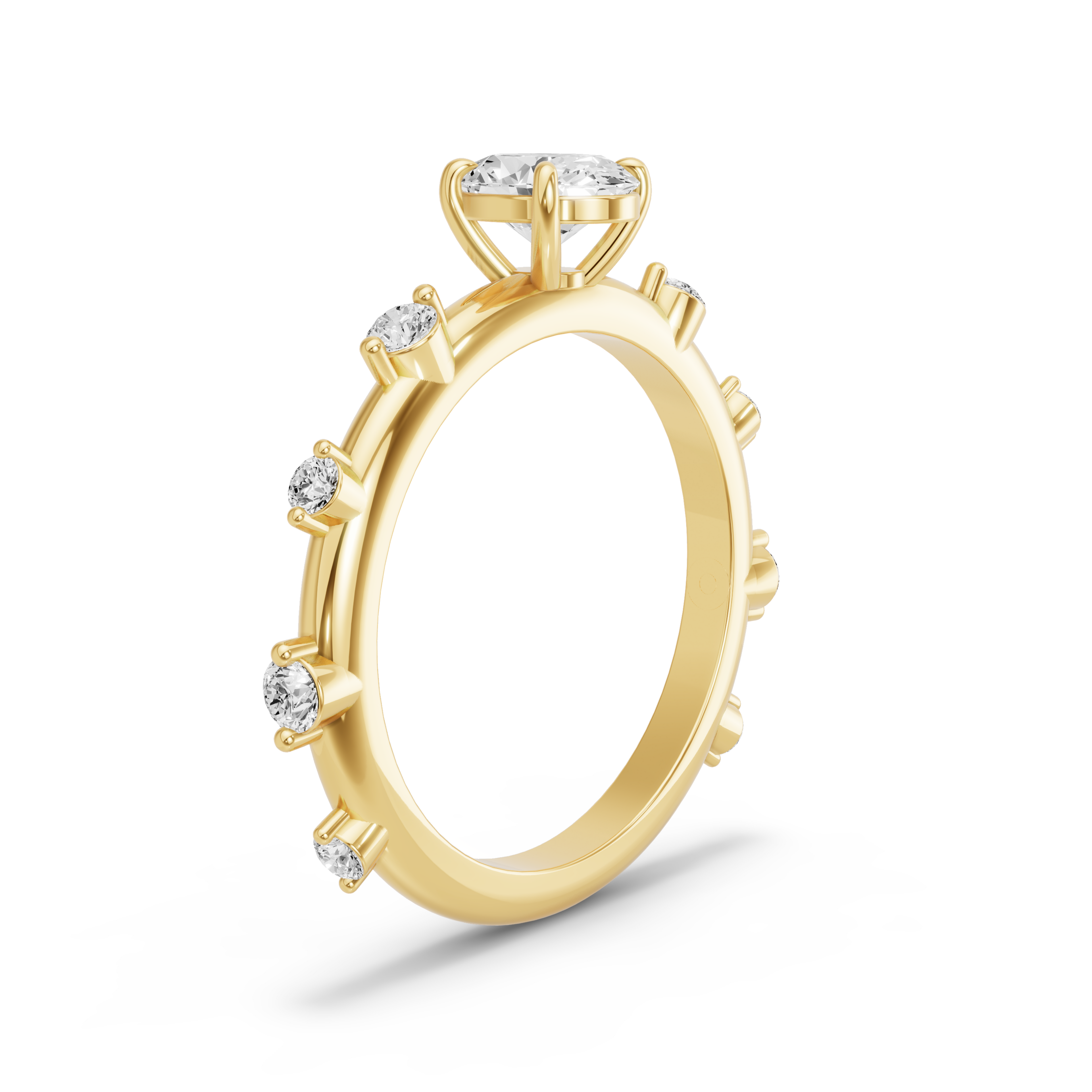 Image for Oval Classic Basket Ring with Floating Station band in 14K Yellow Gold