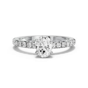 Image for Oval Classic Basket Ring with French Pave band