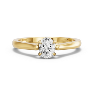 Image for Oval Classic Basket Ring with Knife Edge Cathedral band in 14K Yellow Gold