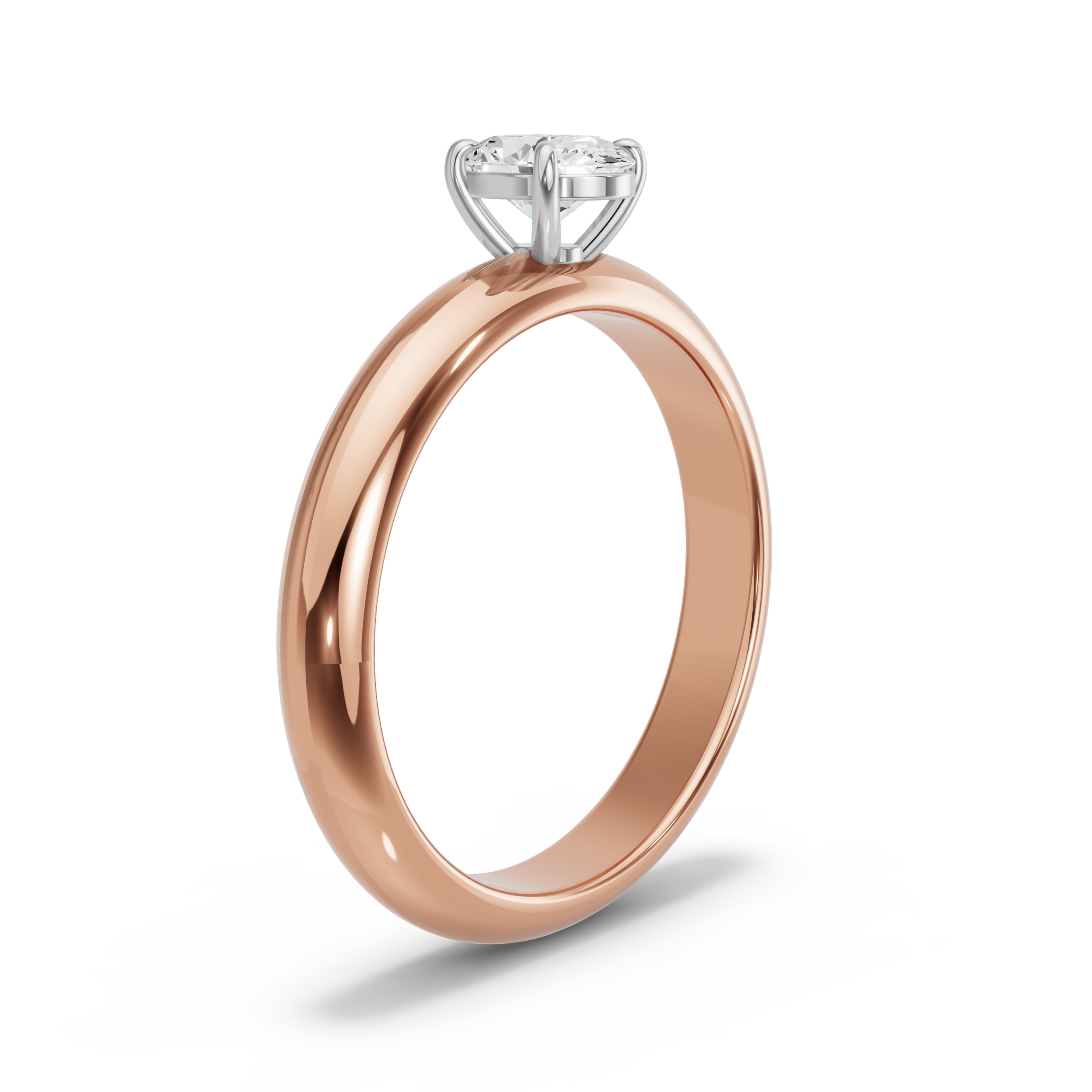 Image for Oval Classic Basket Ring with Knife Edge Solitaire band in 18K Two Tone Rose Gold