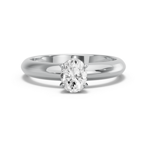 Image for Oval Classic Basket Ring with Knife Edge Solitaire band in 950 Platinum