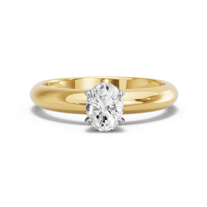 Image for Oval Classic Basket Ring with Knife Edge Solitaire band in 14K Two Tone Yellow Gold
