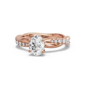 Image for Oval Classic Basket Ring with Rope Pave band