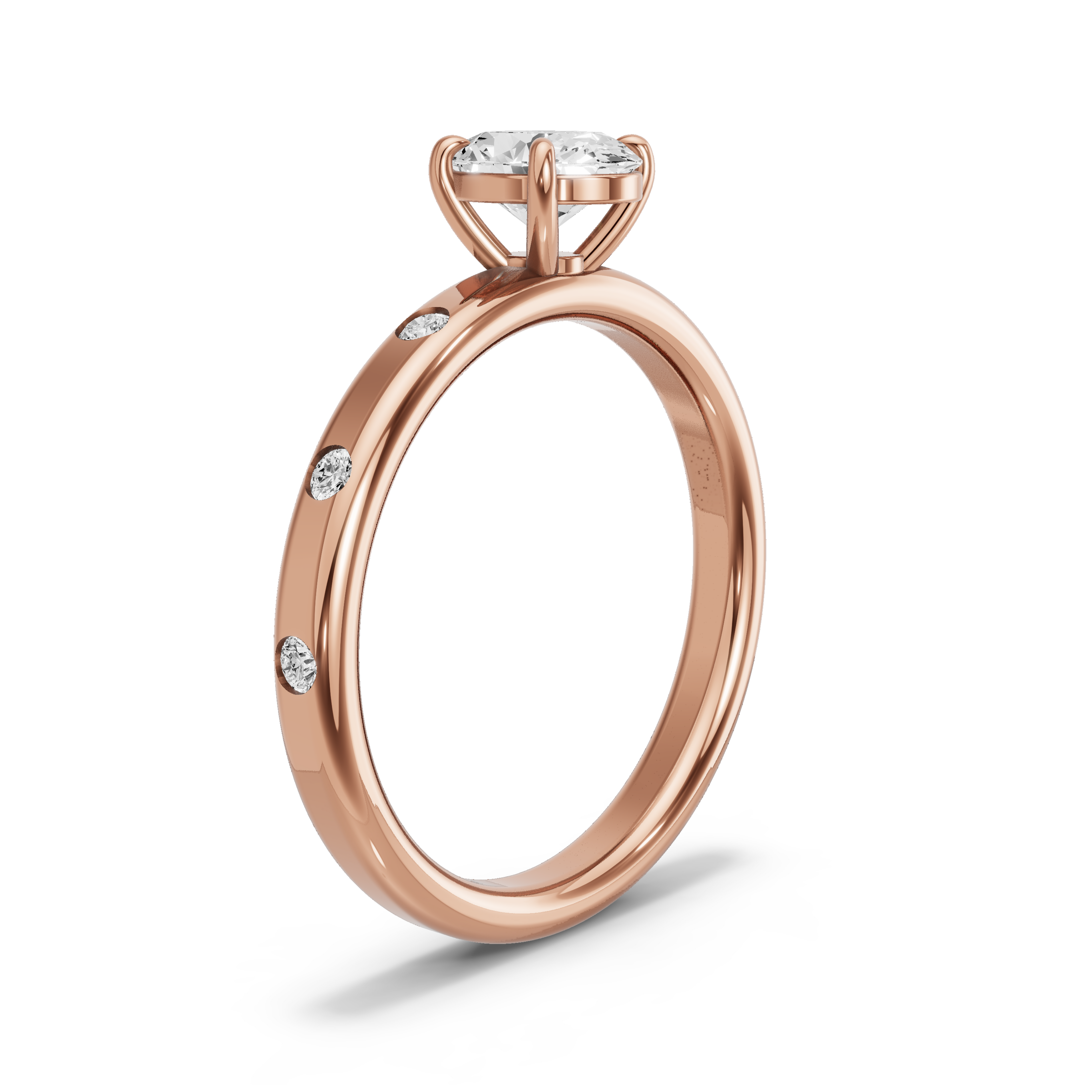Image for Oval Classic Basket Ring with Sleek Accent band in 10K Rose Gold