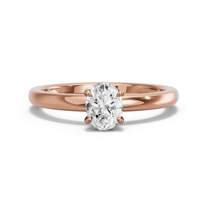 Image for Oval Classic Basket Ring with Solitaire band in 18K Rose Gold
