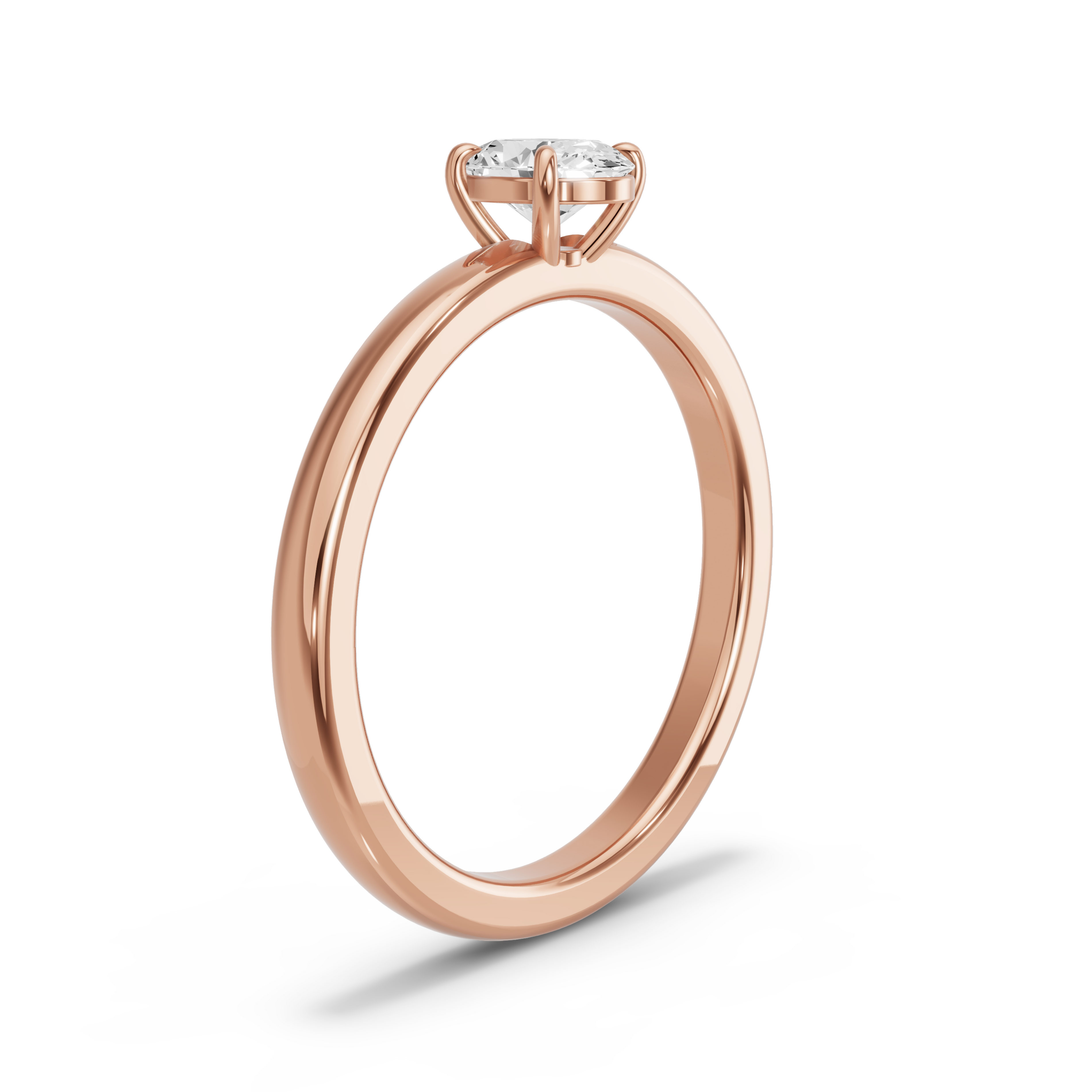 Image for Oval Classic Basket Ring with Solitaire band in 18K Rose Gold