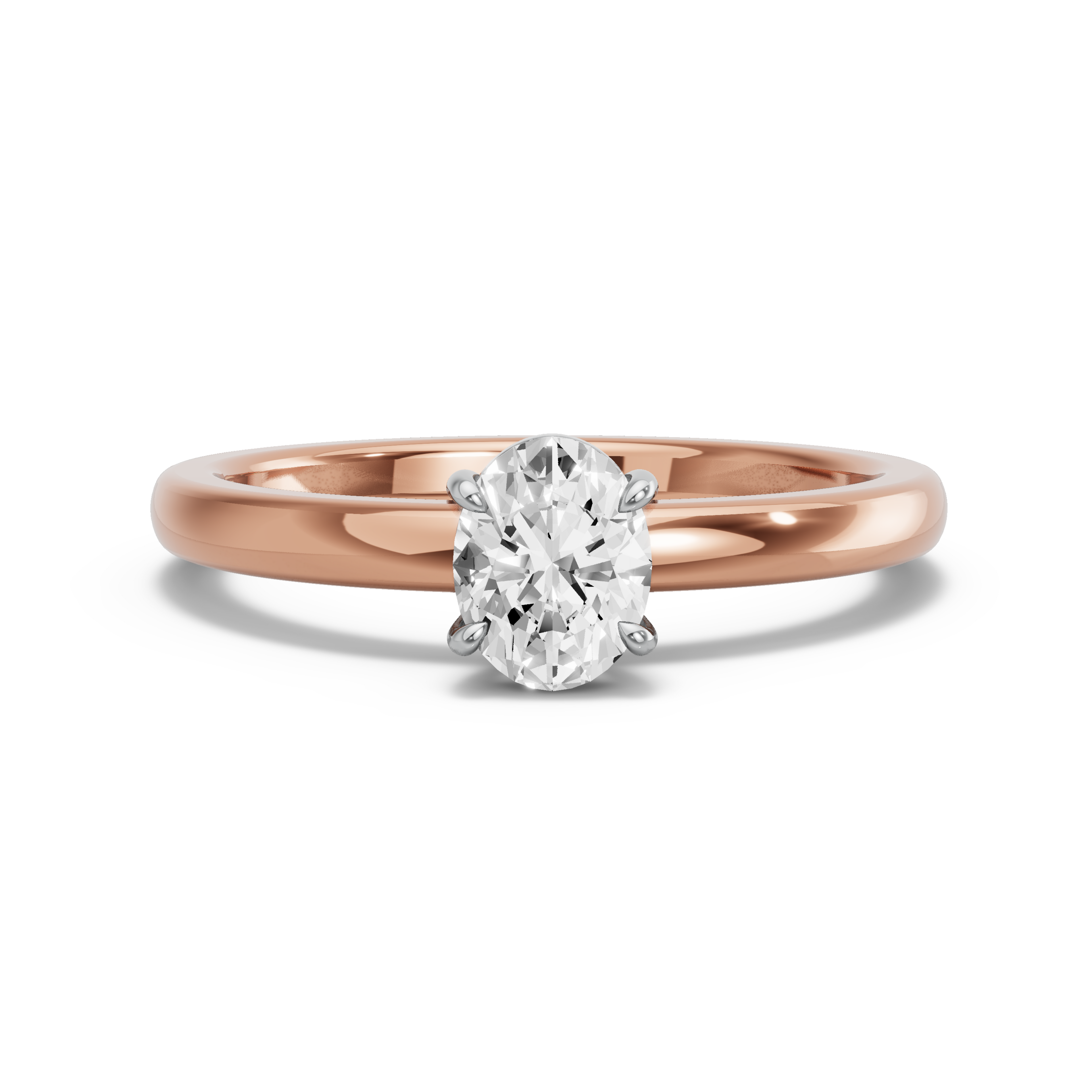 Image for Oval Classic Basket Ring with Solitaire band in 18K Two Tone Rose Gold