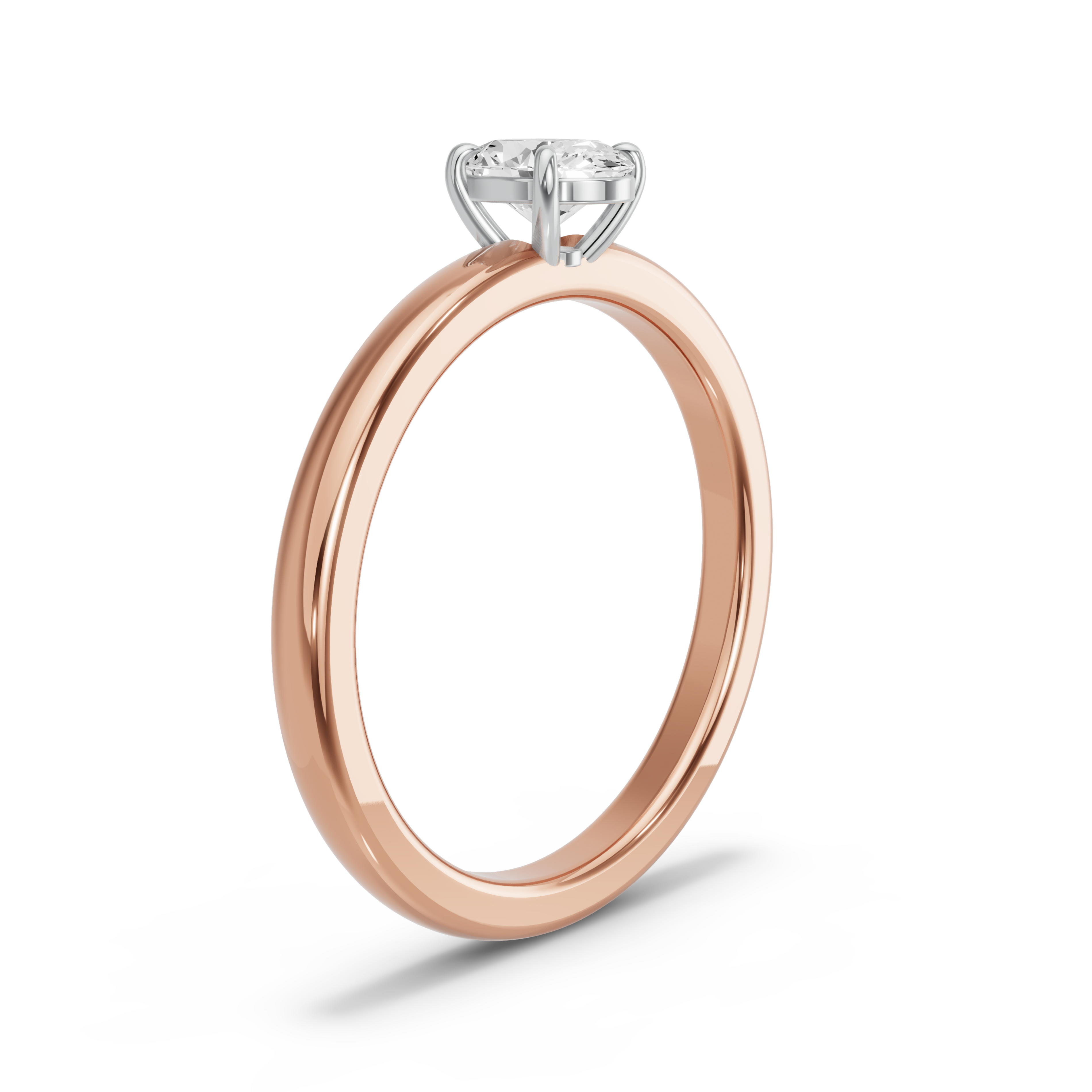 Image for Oval Classic Basket Ring with Solitaire band in 18K Two Tone Rose Gold