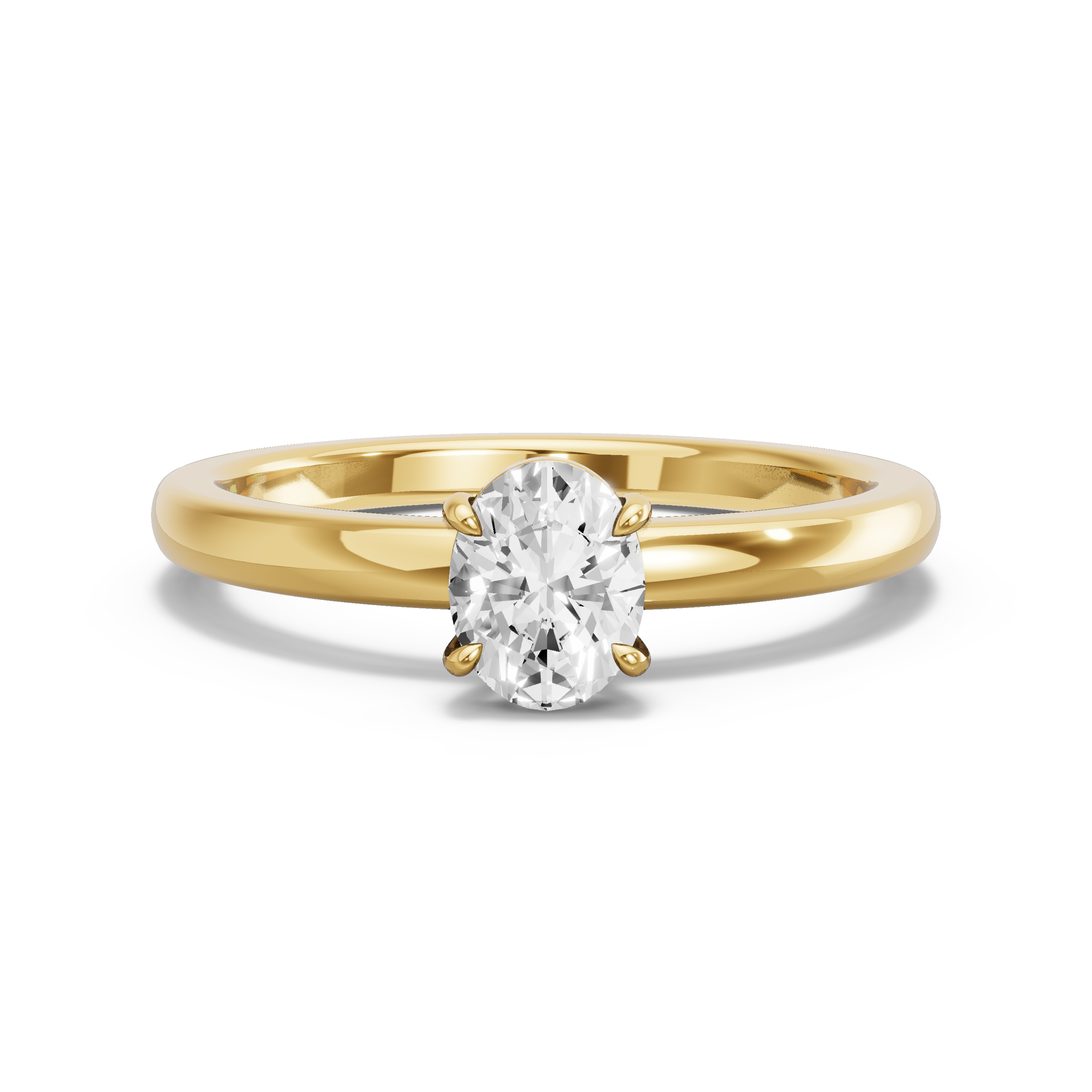 Image for Oval Classic Basket Ring with Solitaire band in 14K Yellow Gold