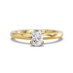 Image for Oval Classic Basket Ring with Solitaire band in 14K Yellow Gold