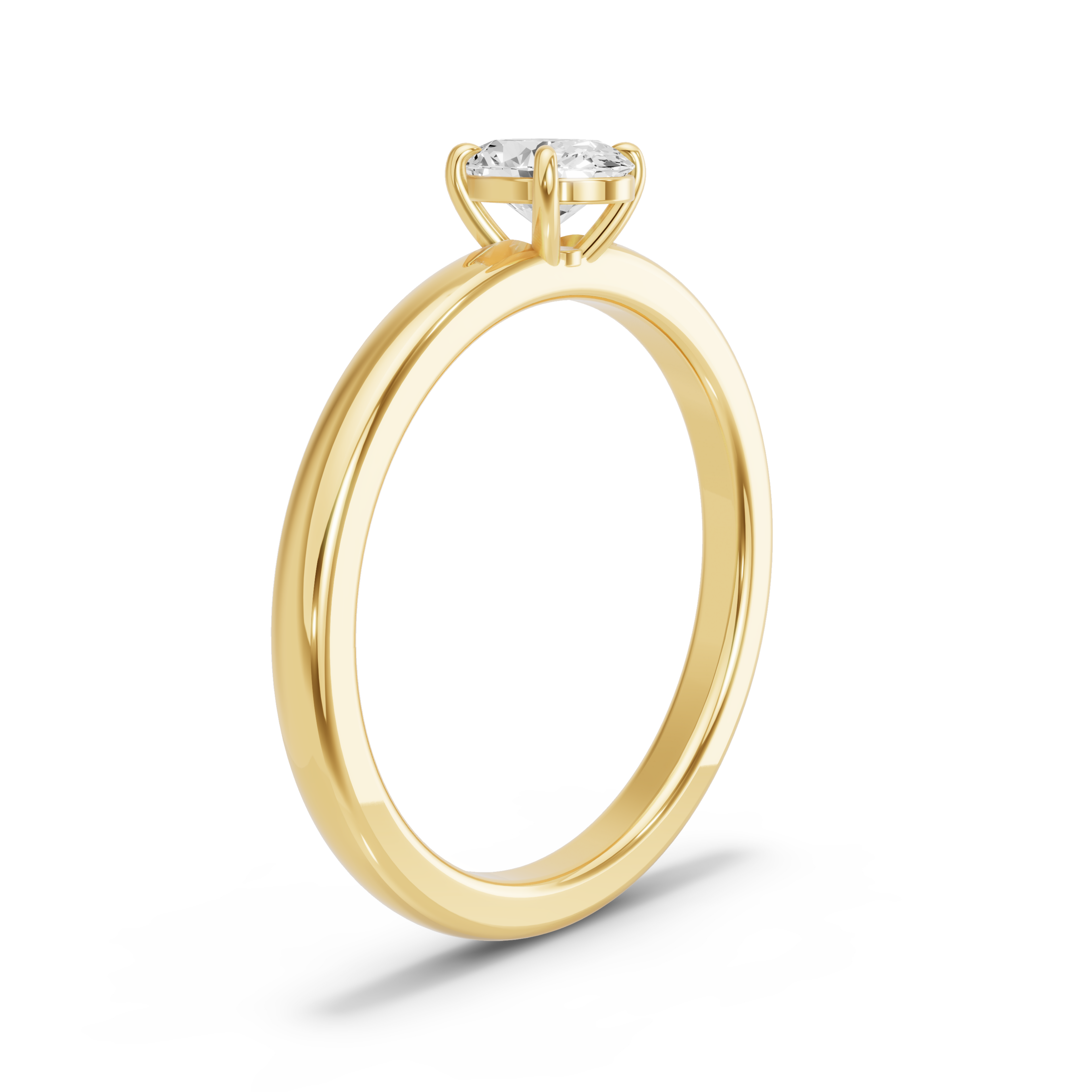 Image for Oval Classic Basket Ring with Solitaire band in 10K Yellow Gold