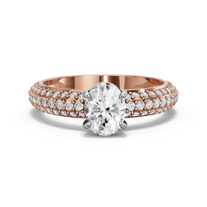 Image for Oval Classic Basket Ring with Triple Row Pave band