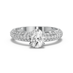 Image for Oval Classic Basket Ring with Triple Row Pave band