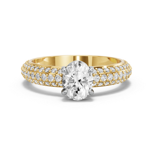 Image for Oval Classic Basket Ring with Triple Row Pave band