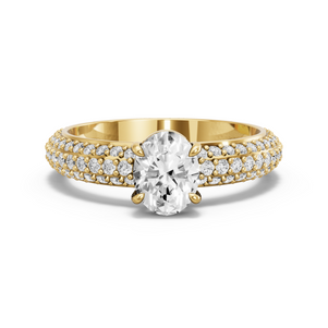 Image for Oval Classic Basket Ring with Triple Row Pave band