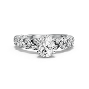 Image for Oval Classic Basket Ring with Twist Pave band