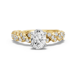 Image for Oval Classic Basket Ring with Twist Pave band in 14K Two Tone Yellow Gold