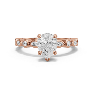 Image for Pear Classic Basket Ring with Alternating Marquise band