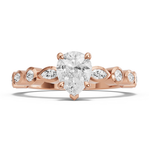 Image for Pear Classic Basket Ring with Alternating Marquise band