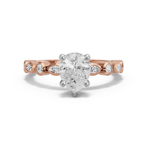 Image for Pear Classic Basket Ring with Alternating Marquise band